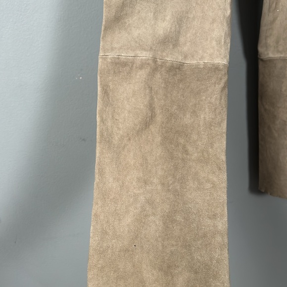 Beige Faux Suede Slim Elastic Band Pants size 44 US 4 -6 sexy soft - Picture 5 of 16